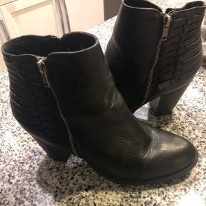 Black leather booties